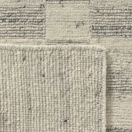 Silver And Ivory Wool Checkered Hand Knotted Square Rug Photo 8