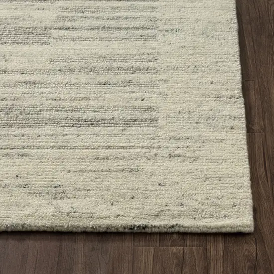 Silver And Ivory Wool Checkered Hand Knotted Square Rug Photo 7