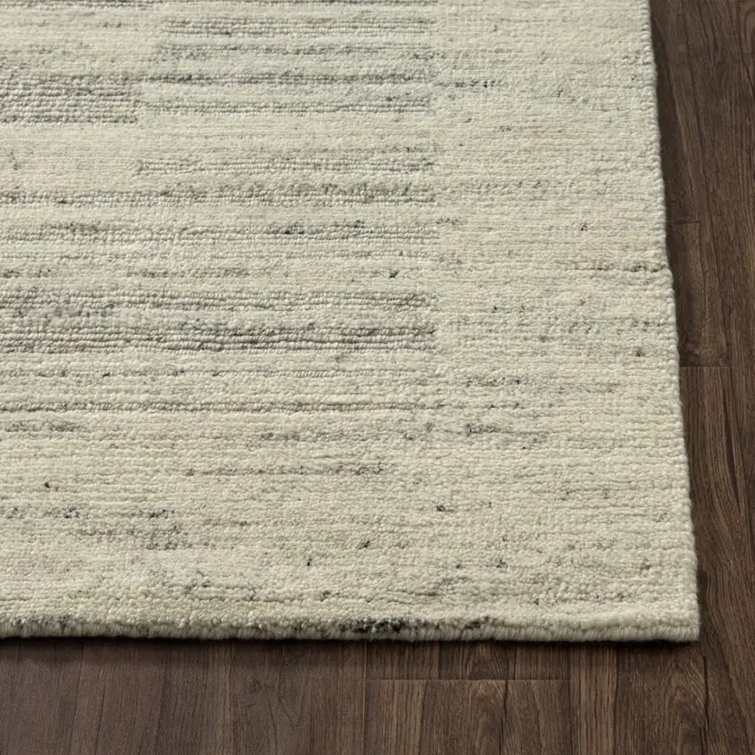 Silver And Ivory Wool Checkered Hand Knotted Square Rug Photo 7