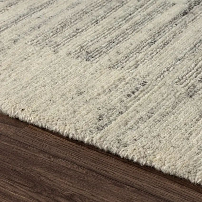 Silver And Ivory Wool Checkered Hand Knotted Square Rug Photo 5