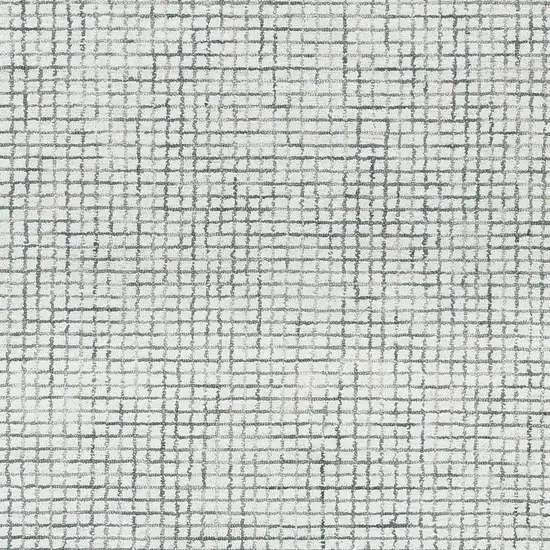 Silver And Ivory Wool Checkered Hand Tufted Square Rug Photo 4