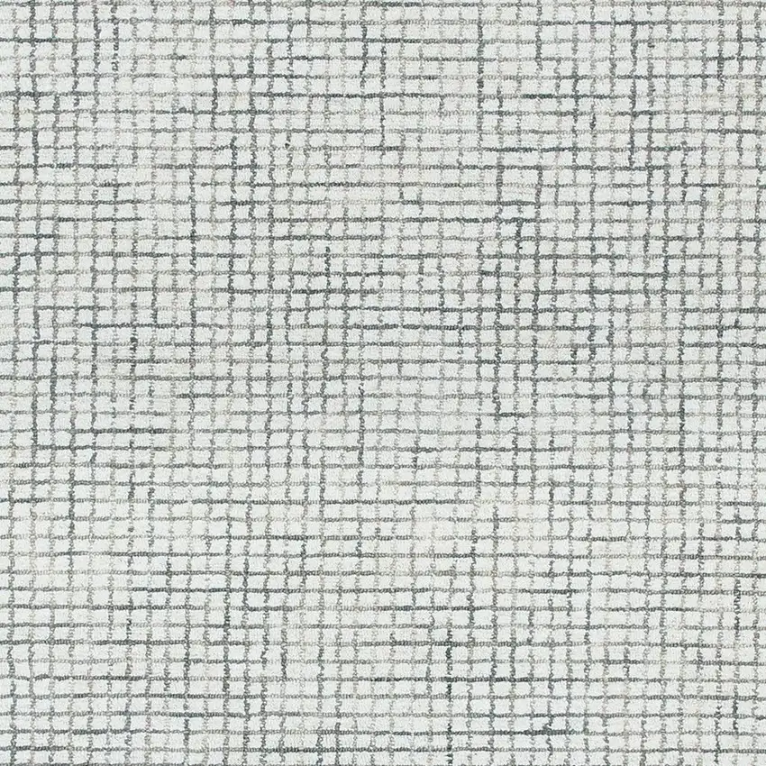 Silver And Ivory Wool Checkered Hand Tufted Square Rug Photo 4