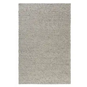 Photo of Silver And Light Gray Wool Hand Woven Square Rug