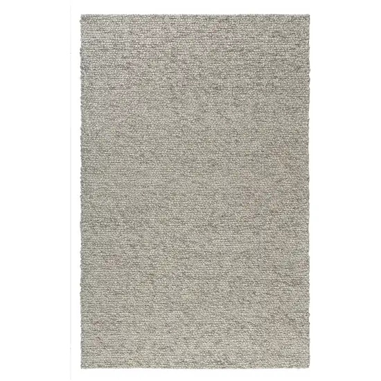 Silver And Light Gray Wool Hand Woven Square Rug Photo 2