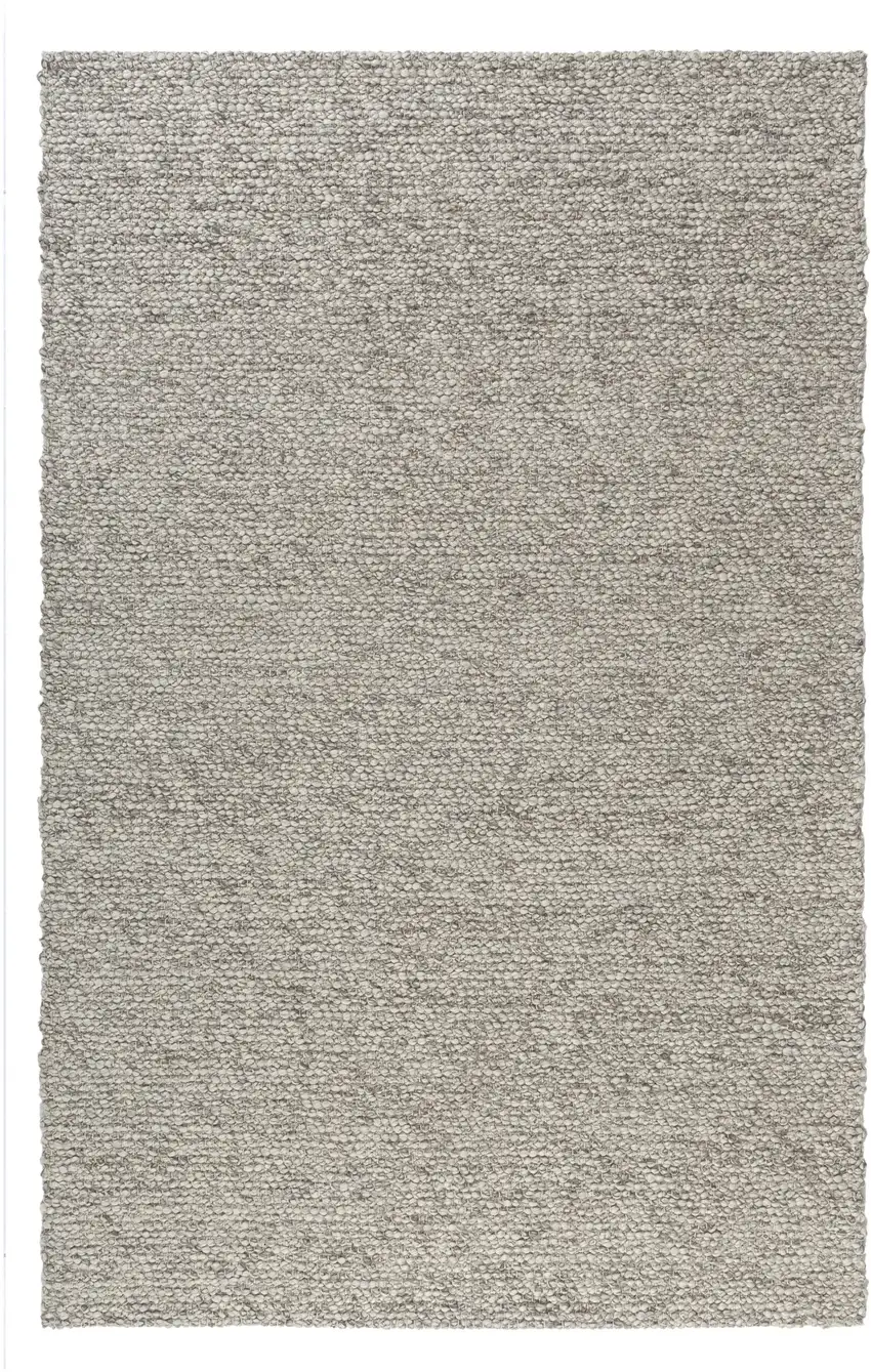 Silver And Light Gray Wool Hand Woven Square Rug Photo 2
