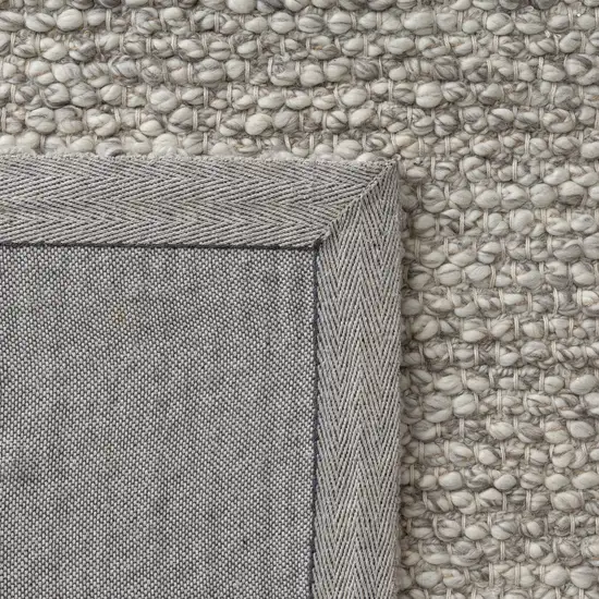 Silver And Light Gray Wool Hand Woven Square Rug Photo 9