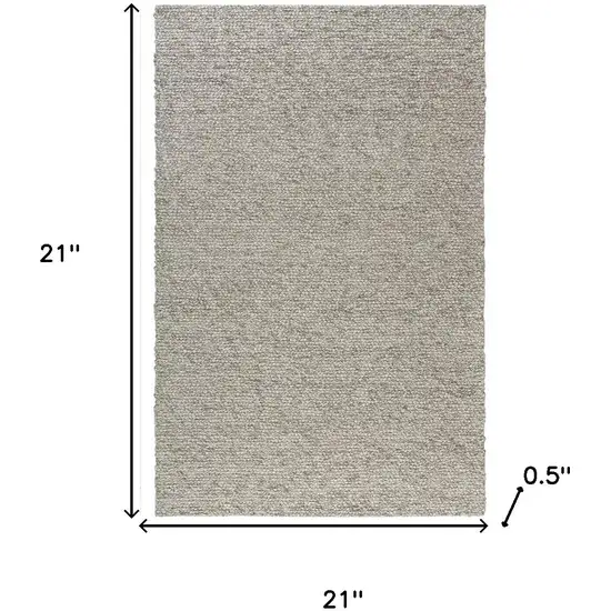 Silver And Light Gray Wool Hand Woven Square Rug Photo 3