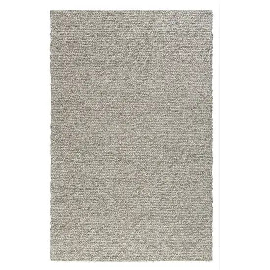 Silver And Light Gray Wool Hand Woven Square Rug Photo 5