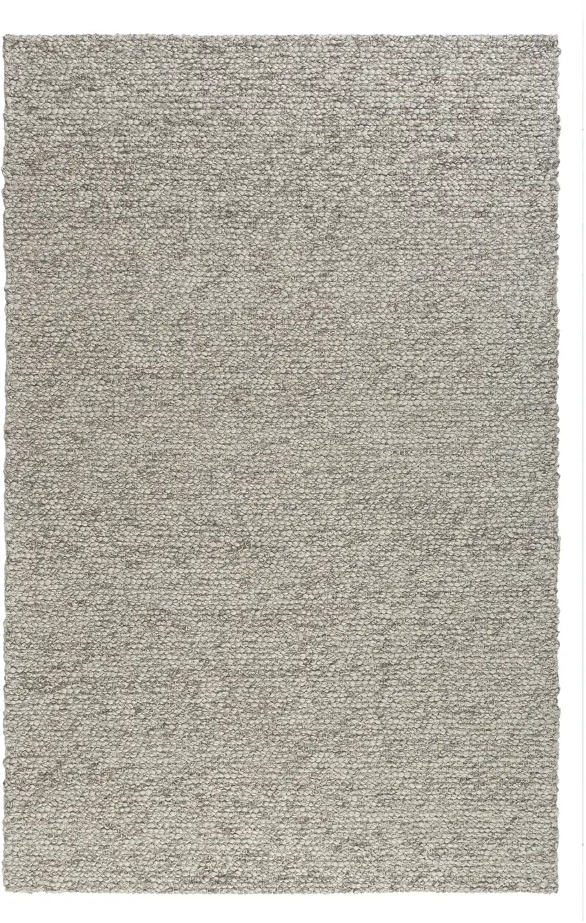 Silver And Light Gray Wool Hand Woven Square Rug Photo 5