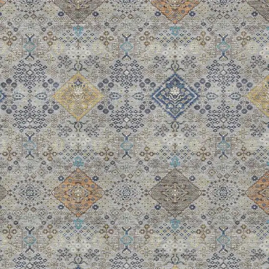 Silver And Navy Blue Oriental Washable Indoor Outdoor Area Rug Photo 2