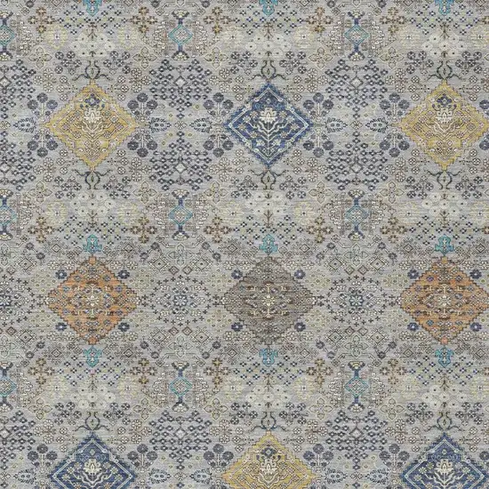 Silver And Navy Blue Oriental Washable Indoor Outdoor Area Rug Photo 2