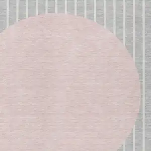 Photo of Silver And Pink Striped Washable Indoor Outdoor Area Rug