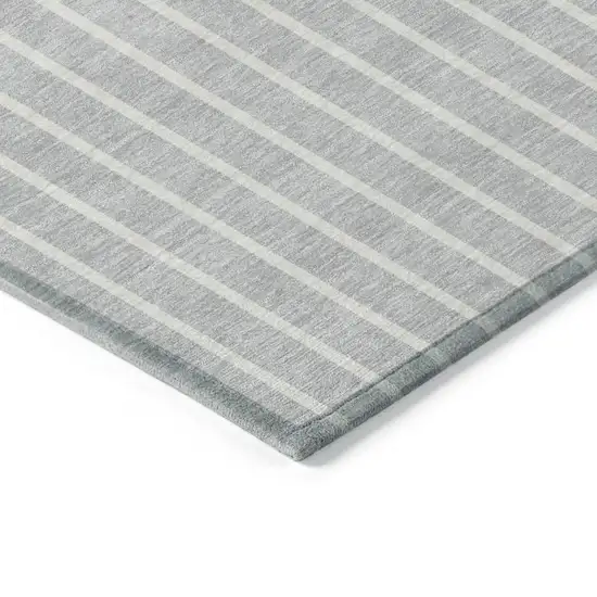 Silver And Pink Striped Washable Indoor Outdoor Area Rug Photo 4