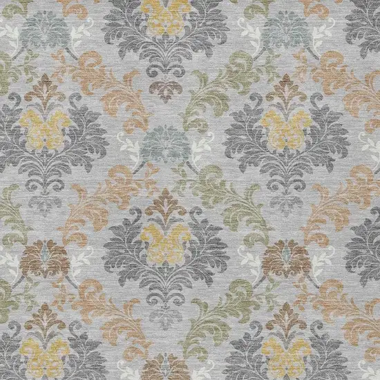 Silver And Sage Damask Washable Indoor Outdoor Area Rug Photo 2