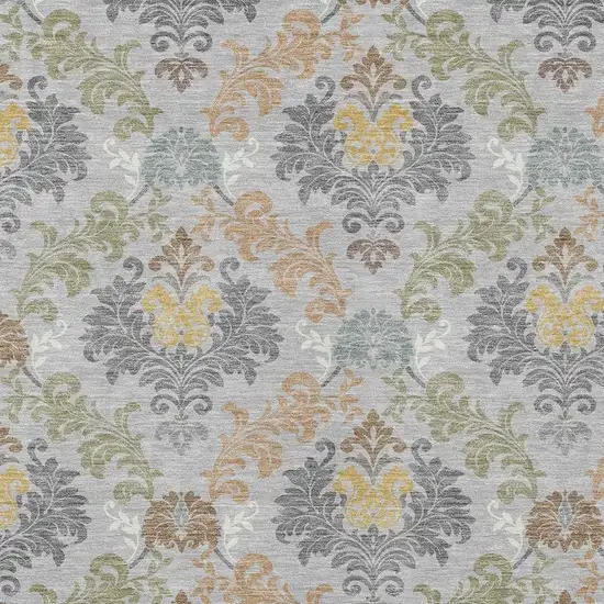 Silver And Sage Damask Washable Indoor Outdoor Area Rug Photo 2