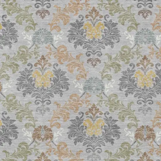 Silver And Sage Damask Washable Indoor Outdoor Area Rug Photo 2