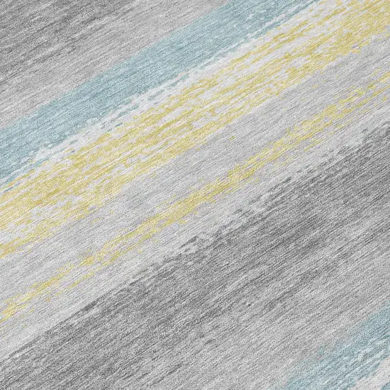 Silver And Taupe Striped Washable Indoor Outdoor Area Rug Photo 6