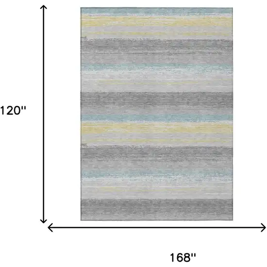 Silver And Taupe Striped Washable Indoor Outdoor Area Rug Photo 7