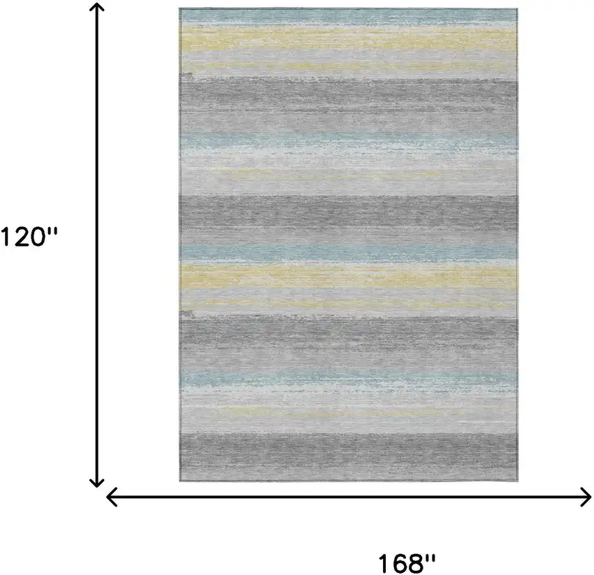 Silver And Taupe Striped Washable Indoor Outdoor Area Rug Photo 7