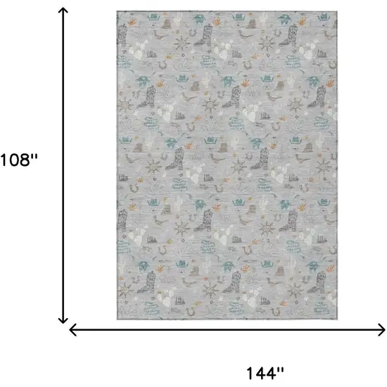 Silver And Teal Blue Cactus Washable Indoor Outdoor Area Rug Photo 7