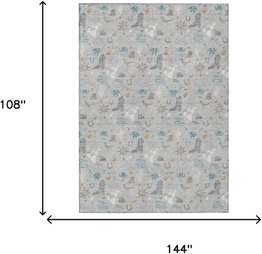 Silver And Teal Blue Cactus Washable Indoor Outdoor Area Rug Photo 7