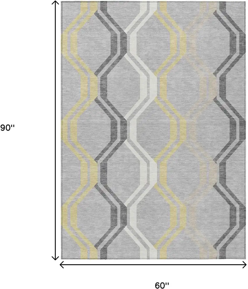Silver Beige And Charcoal Geometric Washable Indoor Outdoor Area Rug Photo 3