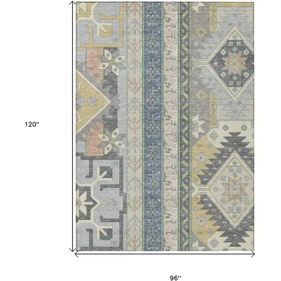 Silver Beige And Gold Aztec Washable Indoor Outdoor Area Rug Photo 3