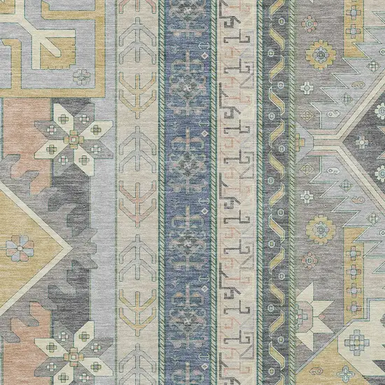 Silver Beige And Gold Aztec Washable Indoor Outdoor Area Rug Photo 6