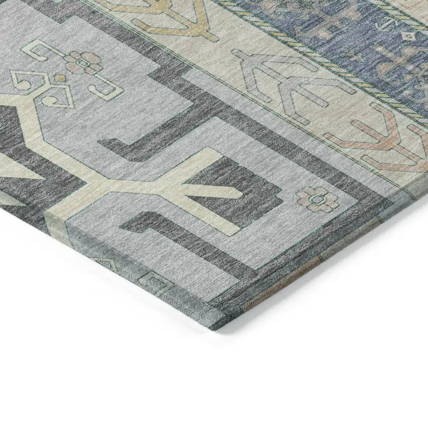 Silver Beige And Gold Aztec Washable Indoor Outdoor Area Rug Photo 4