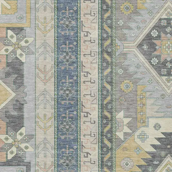 Silver Beige And Gold Aztec Washable Indoor Outdoor Area Rug Photo 6