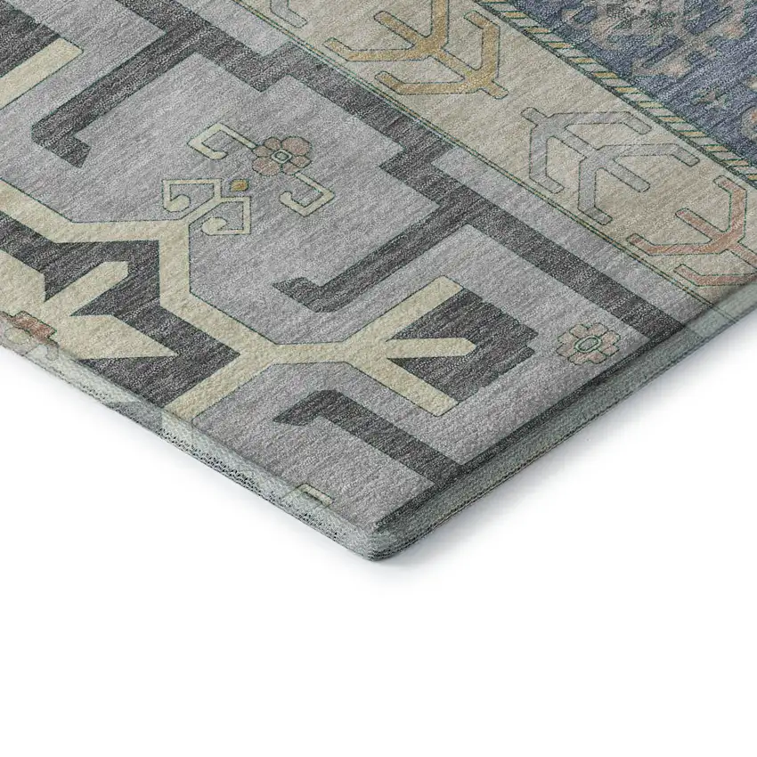 Silver Beige And Gold Southwestern Washable Area Rug With UV Protection Photo 7