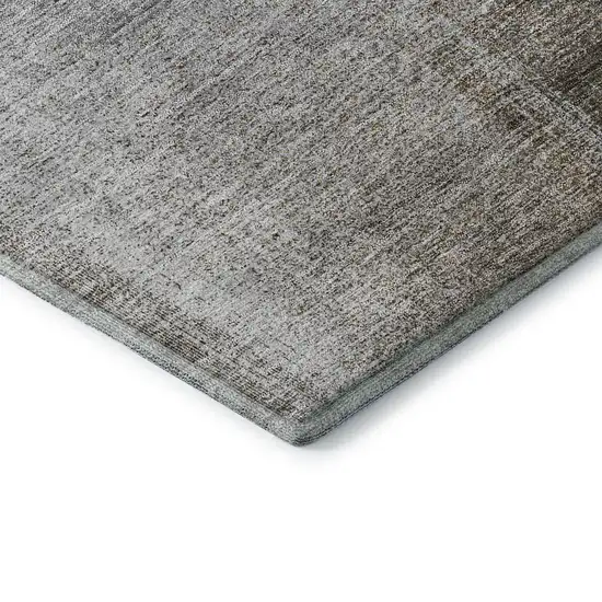Silver Beige And Gray Abstract Washable Area Rug With UV Protection Photo 8