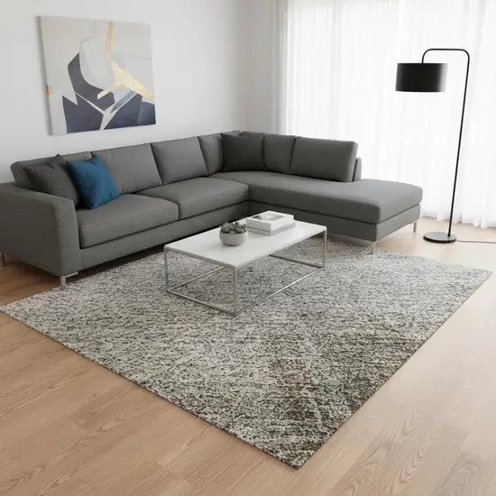 Silver Beige And Gray Abstract Washable Area Rug With UV Protection Photo 2