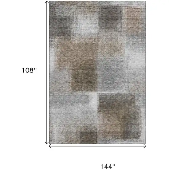Silver Beige And Gray Abstract Washable Area Rug With UV Protection Photo 3