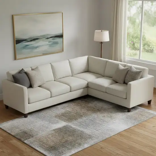 Silver Beige And Gray Abstract Washable Area Rug With UV Protection Photo 1