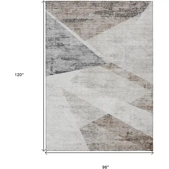 Silver Beige And Gray Abstract Washable Indoor Outdoor Area Rug Photo 3