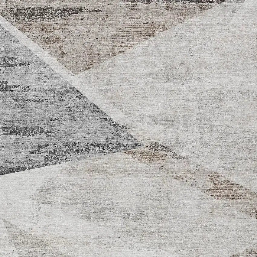 Silver Beige And Gray Abstract Washable Indoor Outdoor Area Rug Photo 6