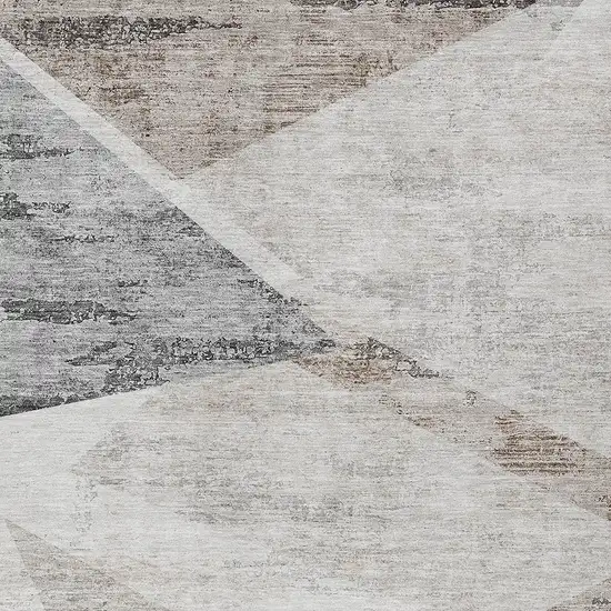 Silver Beige And Gray Abstract Washable Indoor Outdoor Area Rug Photo 6