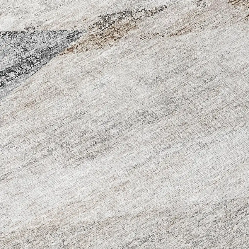 Silver Beige And Gray Abstract Washable Indoor Outdoor Area Rug Photo 8