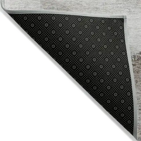 Silver Beige And Gray Abstract Washable Indoor Outdoor Area Rug Photo 4