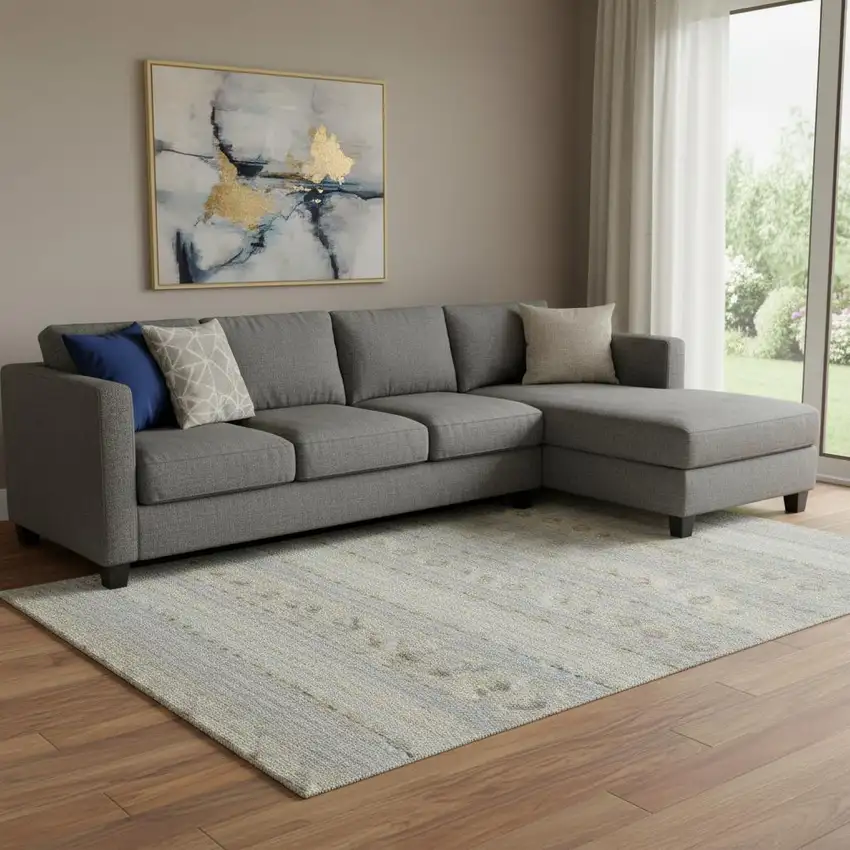 Silver Beige And Ivory Floral Medallion Washable Area Rug With UV Protection Photo 1