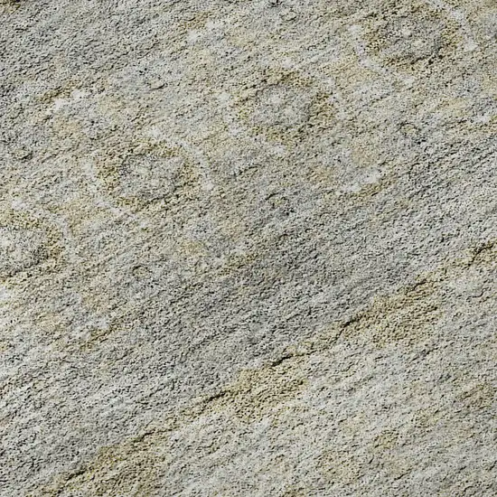 Silver Beige And Ivory Floral Medallion Washable Area Rug With UV Protection Photo 3