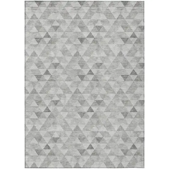 Silver Beige And Taupe Geometric Washable Indoor Outdoor Area Rug Photo 2