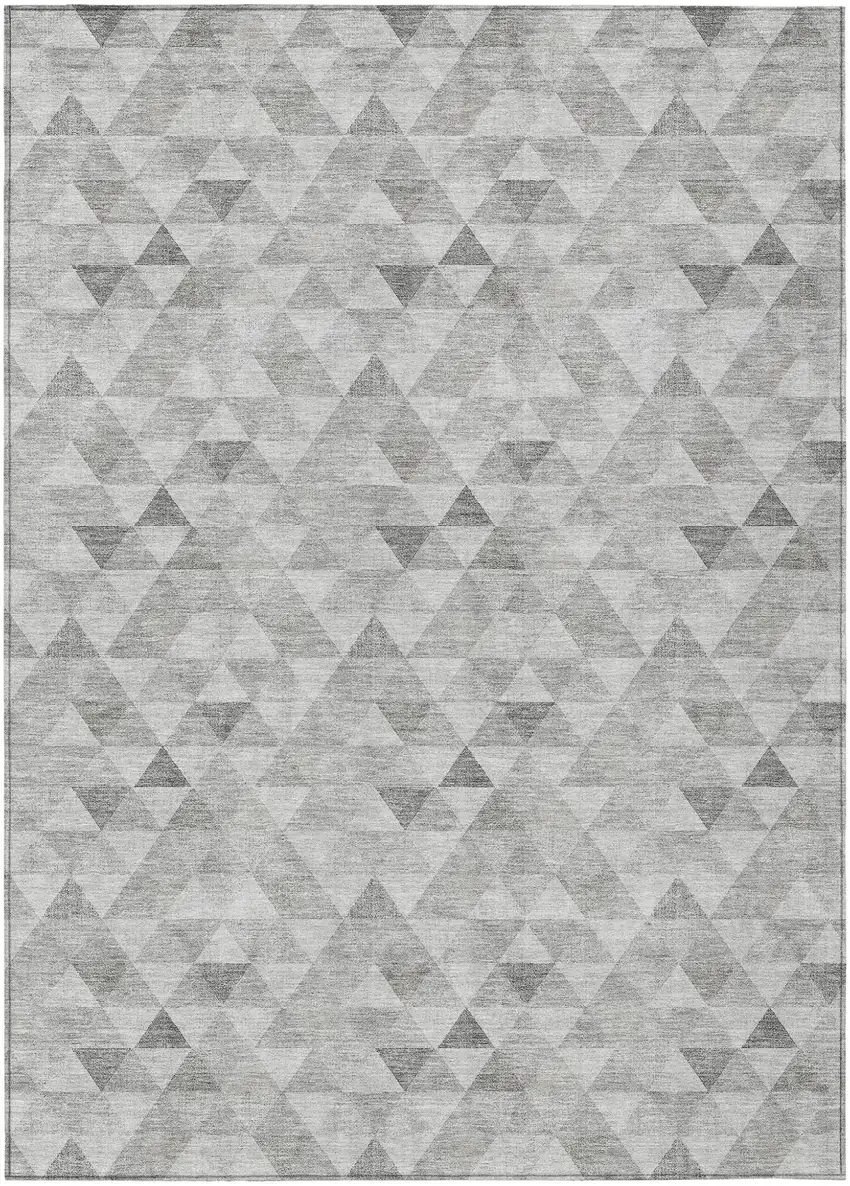 Silver Beige And Taupe Geometric Washable Indoor Outdoor Area Rug Photo 2