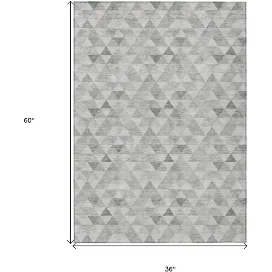 Silver Beige And Taupe Geometric Washable Indoor Outdoor Area Rug Photo 3