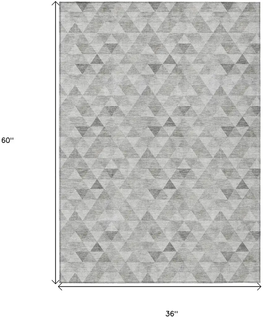 Silver Beige And Taupe Geometric Washable Indoor Outdoor Area Rug Photo 3