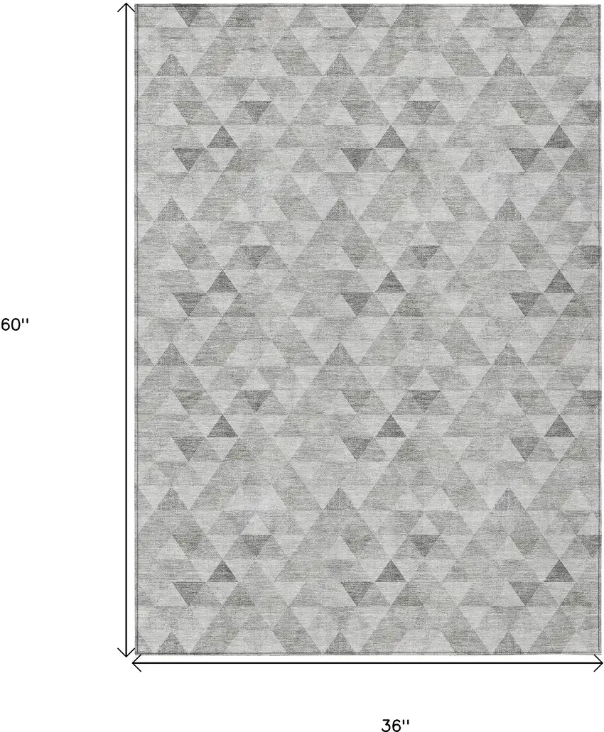 Silver Beige And Taupe Geometric Washable Indoor Outdoor Area Rug Photo 3