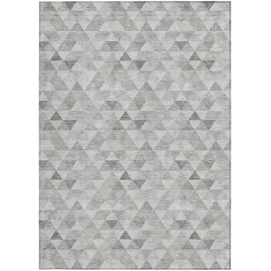 Silver Beige And Taupe Geometric Washable Indoor Outdoor Area Rug Photo 5