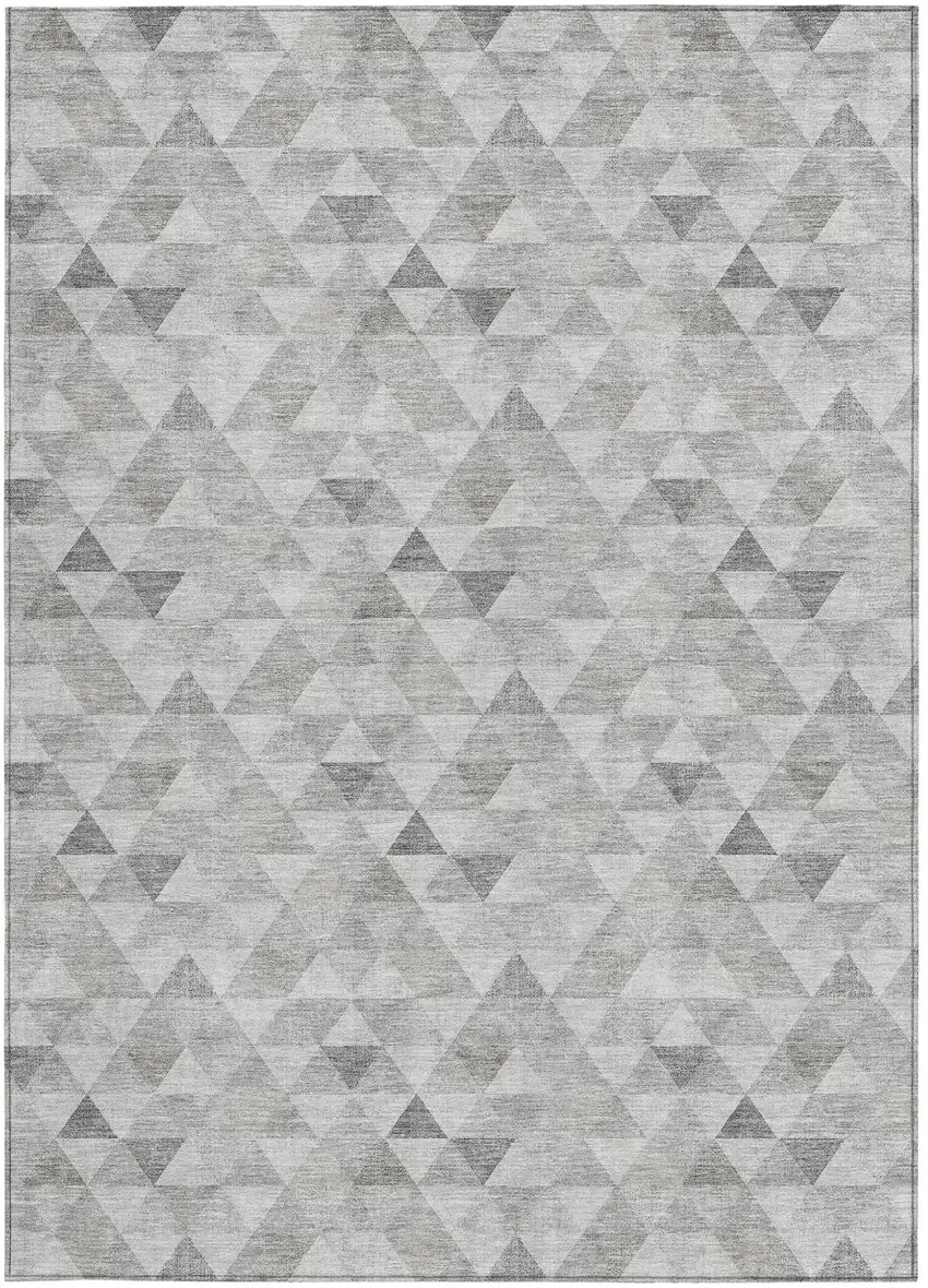 Silver Beige And Taupe Geometric Washable Indoor Outdoor Area Rug Photo 5