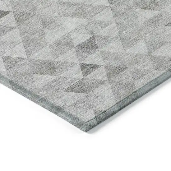 Silver Beige And Taupe Geometric Washable Indoor Outdoor Area Rug Photo 4